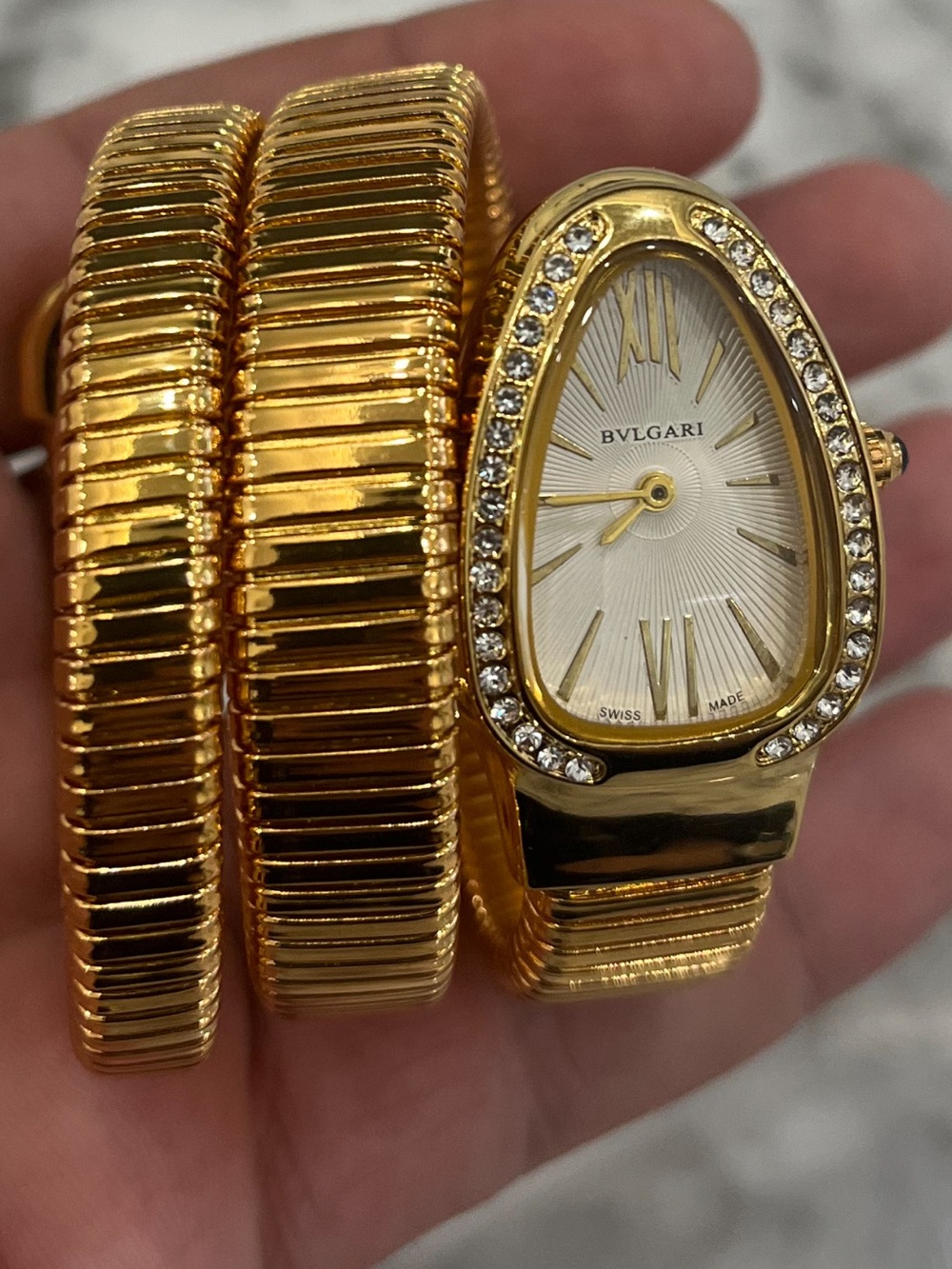 Bulgari Gold Serpenti Tubogas Wrap Watch with Crystal Bezel